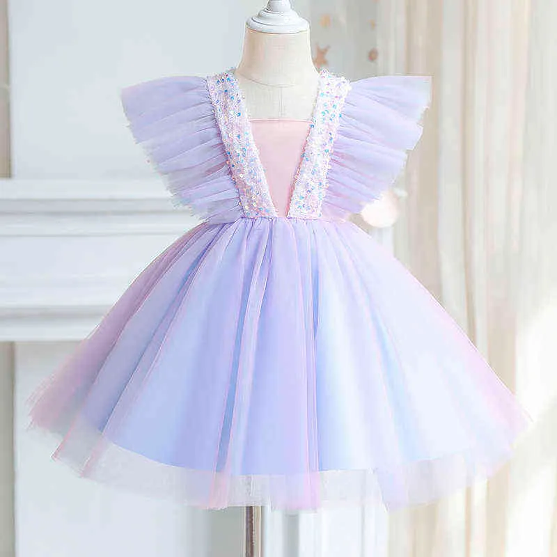 Birthday Party Children Clothes Wedding Evening Lace Ball Gown Elegant Kids Dresses for Girl 3-8 Years Ball Gown Dress For Kds G220518