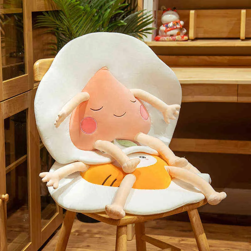 Pc Cm créatif fruits pochés oeuf câlins Kawaii drôle coussin chaise pour enfants filles saint valentin cadeaux J220704