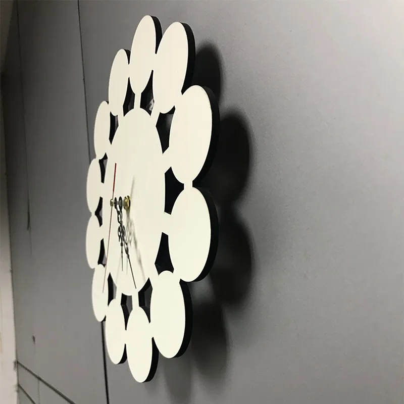 昇華壁時計フェイスブランクMDF木製の壁時計12円の丸い形状フォトフレームホルダーホームデコレーションF0510