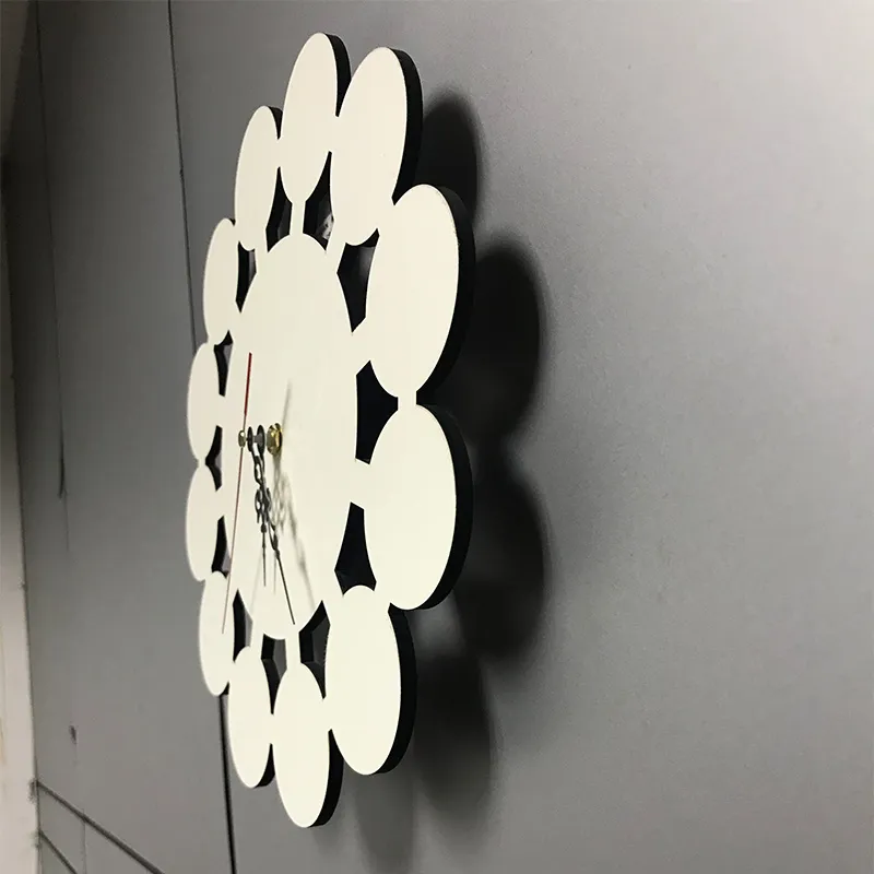 Sublimatie wandklok gezicht blanco mdf houten wandklokken met 12 cirkels ronde vorm fotolijsthouder voor huizendecoratie f0510