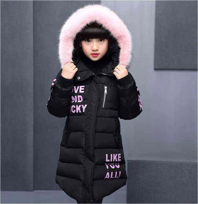 LZH 2021 Sonbahar Kış Gençler Çocuklar için Parka Kızlar için Ceketler Çocuklar Kalın Pamuk Ceketleri Dış Giyim Ceketleri Giyim J220718