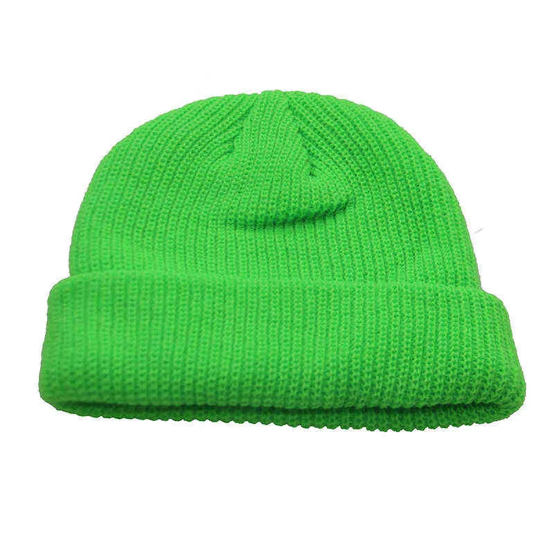 Unisex kış nerveyik örgü kelepçeli kısa kavun caddesi düz renkli kafatası retro kayak balıkçısı Docker Beanie Hat Slouchy Z-302 J220722