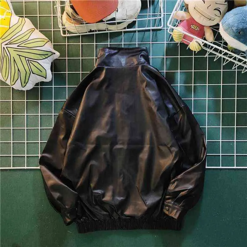 Мужчины весна Black Soft Faux Leather Jacket 2022 Мужская куртка хип -хопа