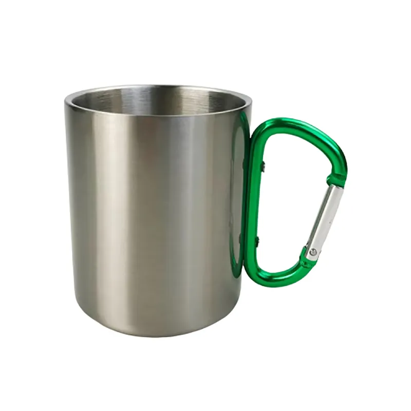 Pas Tea Cup Diy roestvrijstalen mok 300 ml knop Carabiner afdrukken van uw afbeelding Personaliseerde keukendrank 220608 aan