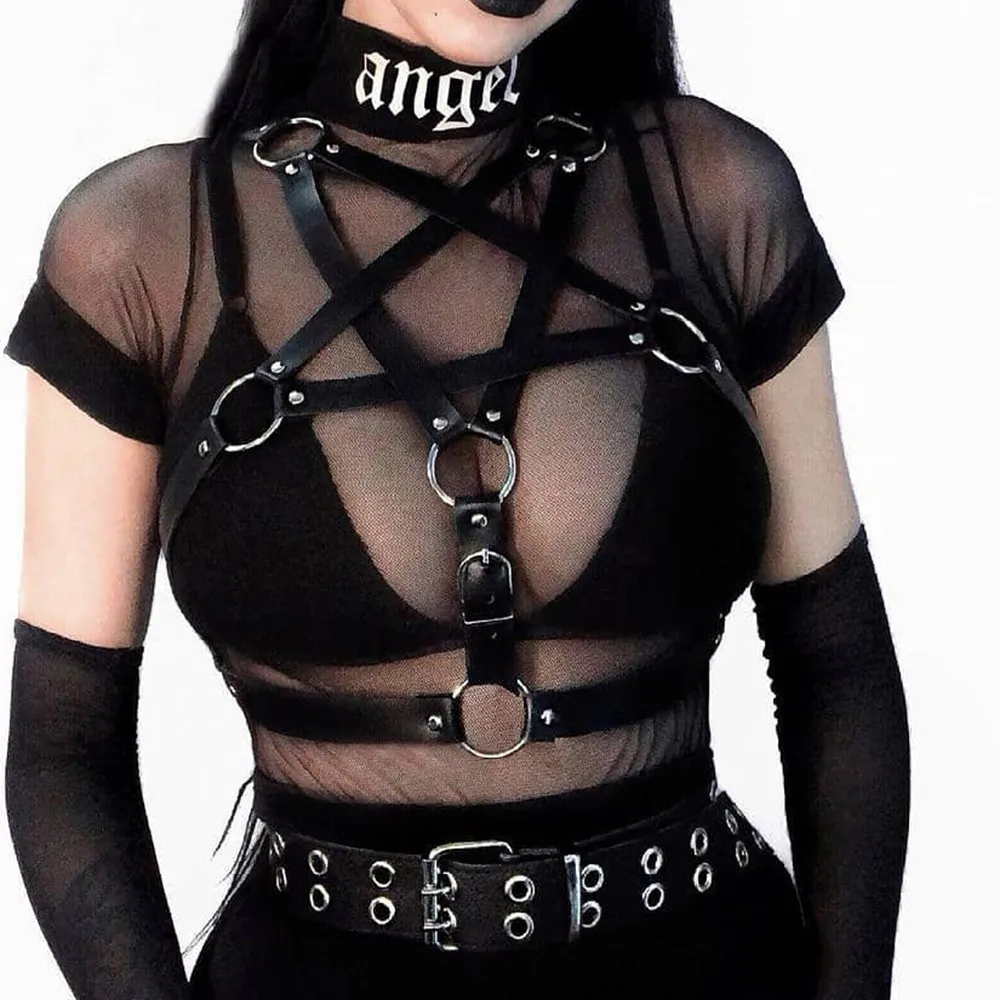 sexy Toys Women Gothic Style Five-pointed Star Design Exotic Accessories PU Leather Halloween Fancy Dress Party Erotic BDSM Set