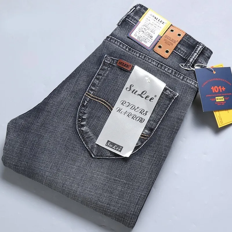 SULEE Top Brand Price Comfort Straight Denim Pants Men's Jeans Business Casual Elastic Male High Quality Trousers 220328