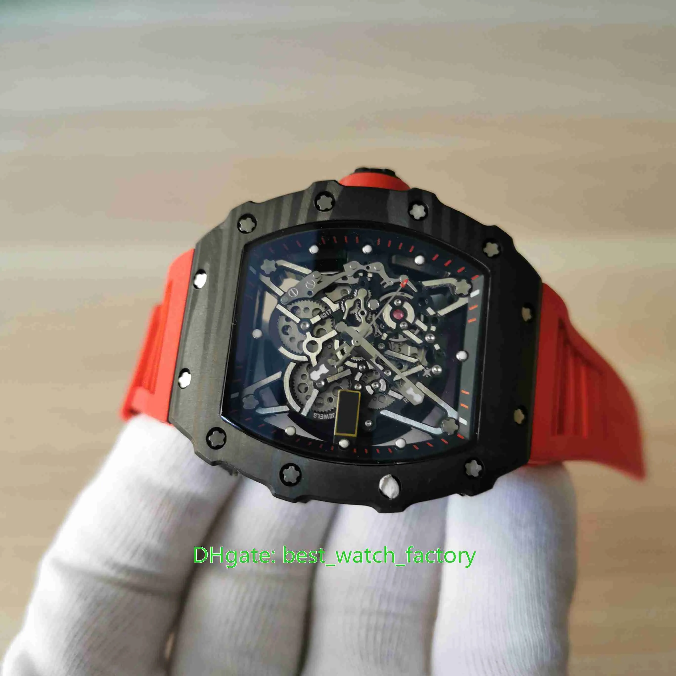 Selling Top Quality Watches 44mm x 50mm RM35-02 RAFA Skeleton NTPT Carbon Fiber Rubber Bands Transparent Mechanical Automatic 259A