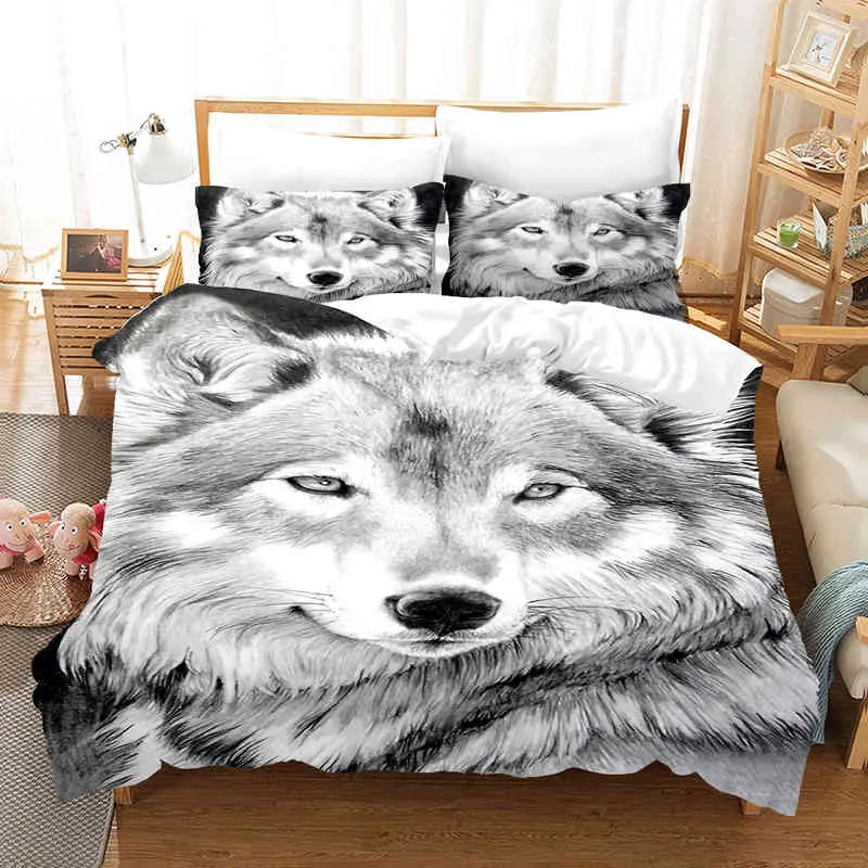 3D HD Printing Digital Wolf Deksel/Doona Set Single Double Queen King Slaapkamer Cover Ding