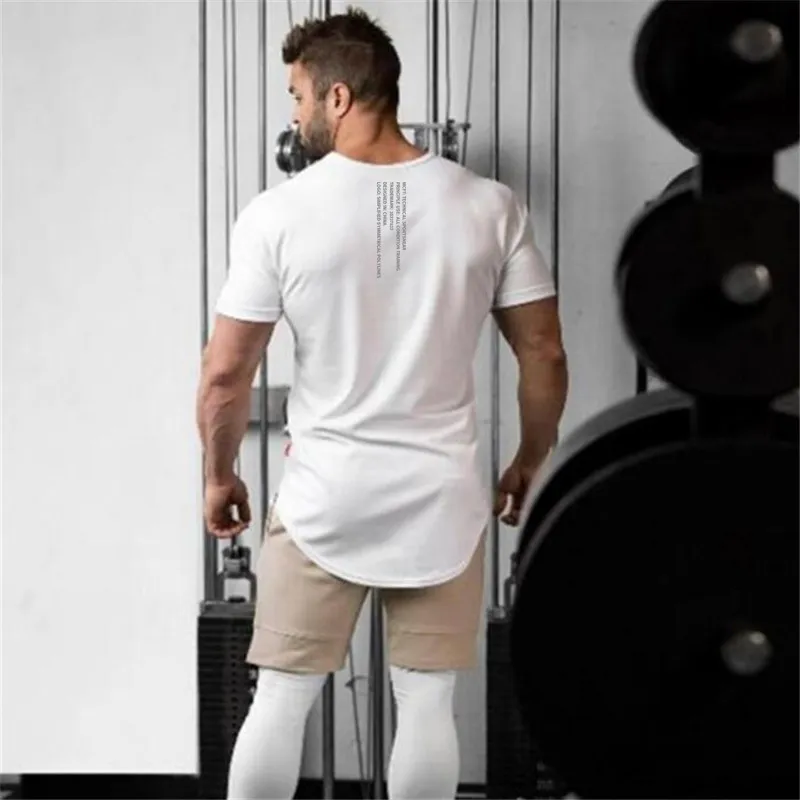 Muscleguys Gym Camiseta Homens Fitness Workout Cotton Camiseta Bodybuilding Workout Skinny Camiseta Verão Casual Roupas Esportivas 220607