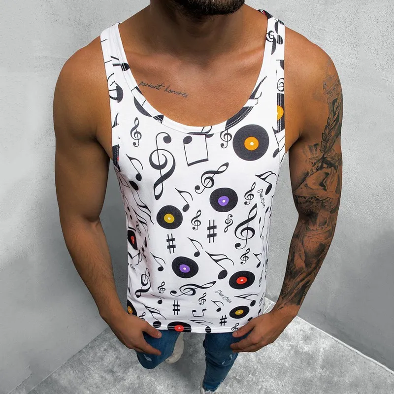 Canotta da uomo casual stampata Canotta Sunmer Fashion Bodybuilding Gym Vest senza maniche Sportwear Beach Hawaiian Holiday Man Tank 220527