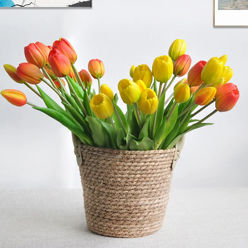 5 Stück/Blumenstrauß Luxus-Silikon-Tulpen, die sich echt anfühlen, dekorative Kunstpflanze für Zuhause, Wohnzimmer, Tischdekoration, Weihnachtsgarten 220408