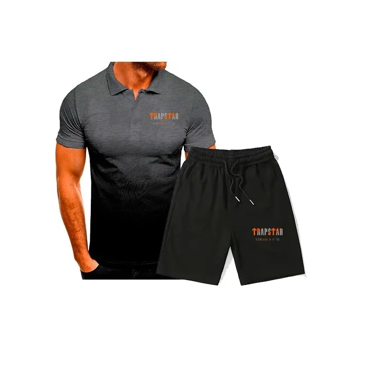 Modieuze TRAPSTAR merk Zomer heren TRAPSTAR Poloshirt 5 broek 2 stuks casual sportpak sportkleding heren sport 220726