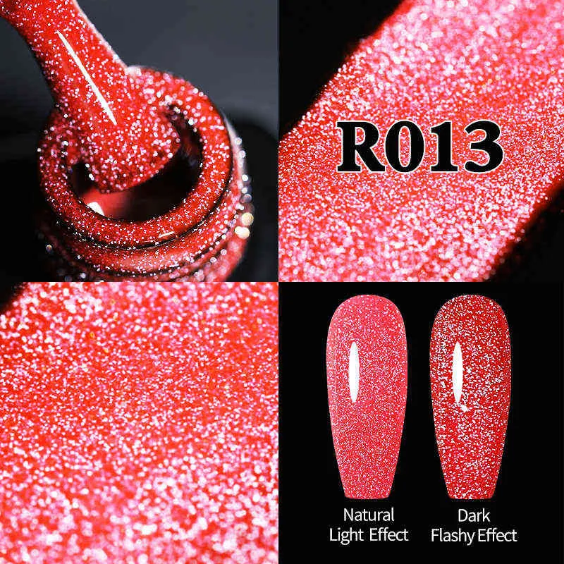 NXY Nail Gel Reflekterande Glitter Laser Polish Neon Rose Red Sparkling Sequins Semi Permanent Soak Off UV LED Lackes 0328