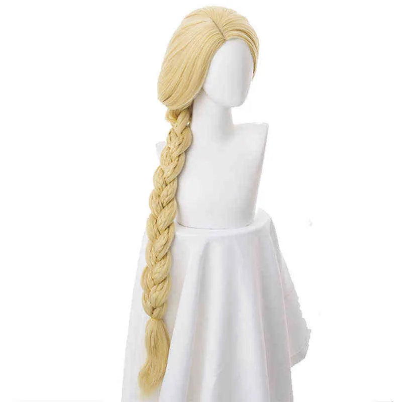 Karışık prenses 120cm 47 Quot Sarışın Süper Uzun Cosplay Wig Rapunzel Sentetik Saç Anime Peruk Peruk AA2203175642815555387