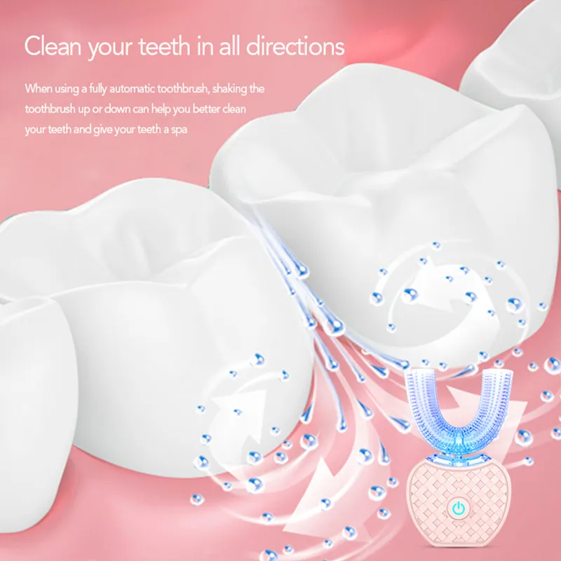 360 graus de escova de dentes de dentes elétricos automáticos escova de dente Ultrassônica USB Limpeza de dentes de 4 modos USB 60 ml de creme dental 220727