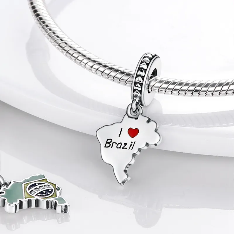 925 Silver Bead Fit Charm -Charmel Pulsera española Charms Love España Chile Brasil Charmes Ciondoli Diy Beads Fine Jewelry8212340