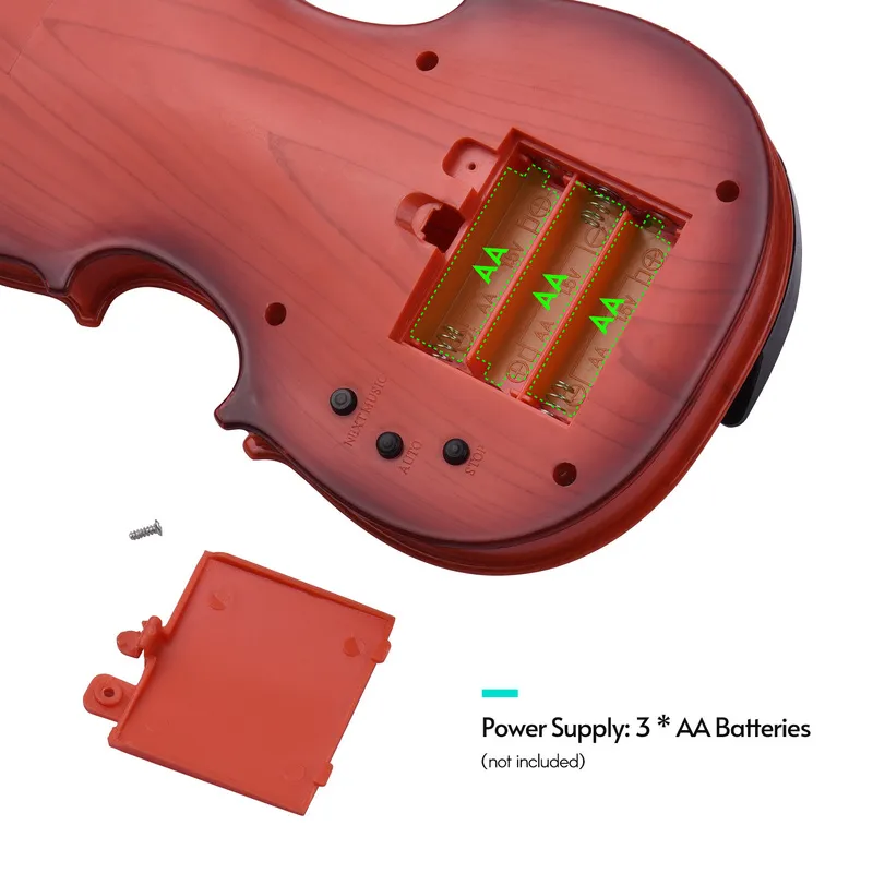 Скрипка для детей, обучающая игрушка, мини-электрическая скрипка с 4 регулируемыми струнами, смычок для скрипки, детский музыкальный инструмент, игрушка 2204195020318