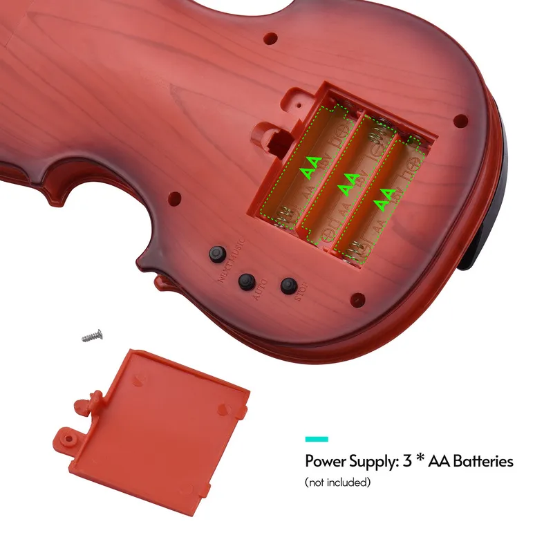 الكمان Kids Eduacational Toy Mini Electric Violin مع 4 سلاسل قابلة للتعديل من الكمان القوس الأطفال الموسيقيين ، لعبة 2204195020318