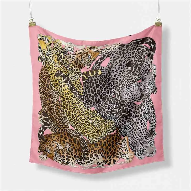 Luksusowa Marka Mały Kwadratowy Szalik Leopard Szal Lady Włosy Krawat 53cm Szyi Szaliki Kerchief Bandana Foucaard Kobiety Obecny prezent