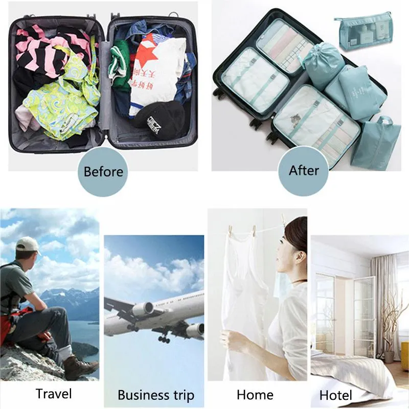 Sacs de rangement / set sac organisateur de voyage pour vêtements cosmétiques chaussure pochette de rangement valise emballage cube portable organisateur de bagages258i