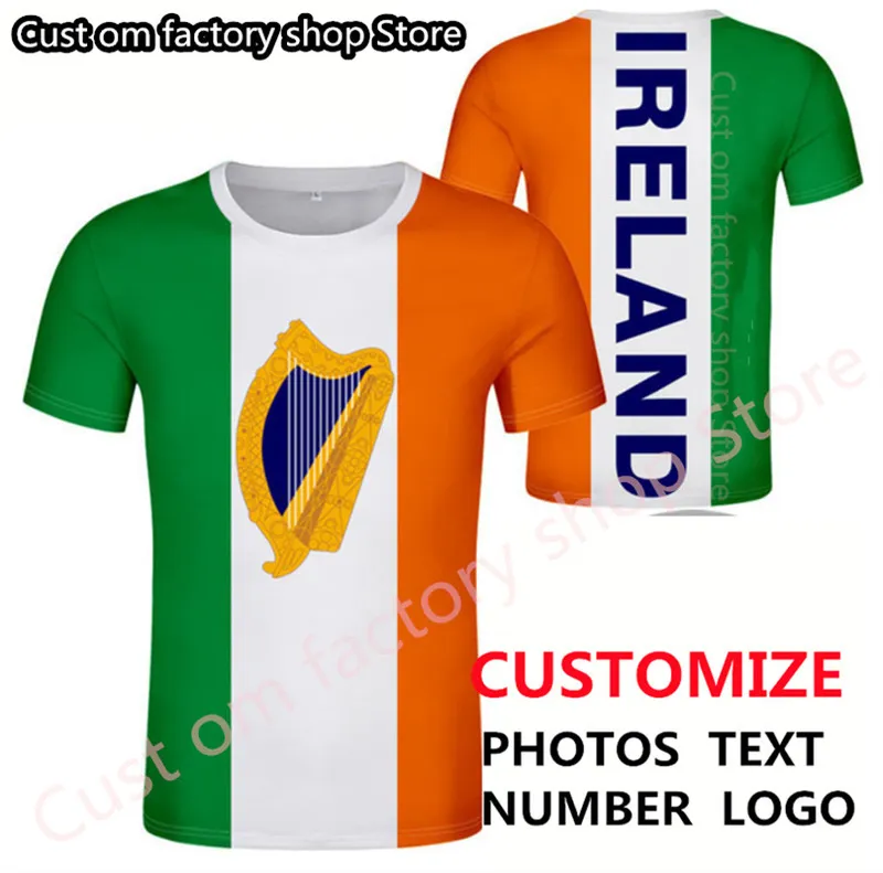 Ирландия футболка DIY Бесплатное изготовленное имя номера футболка IRL Flag, то есть IE Ирландский кантри -Eire Print P O Clothing 220616