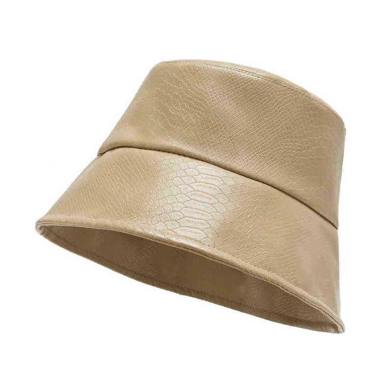 Unisex PU Bucket Hats Женщины Зимние Открытый Путешествия Панама Шляпа Мужчины Чистый Цвет Sunbonnet Кемпинг Рыбалка Hat G220418