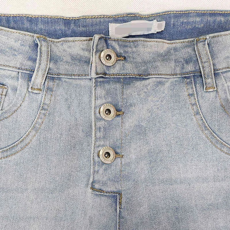 Kobiety dżinsy wysokiej talii Multi-Button Blue Denim Spods Fashion Street Women Lose Casual Prosty Pants Pants Mother Pants L220726