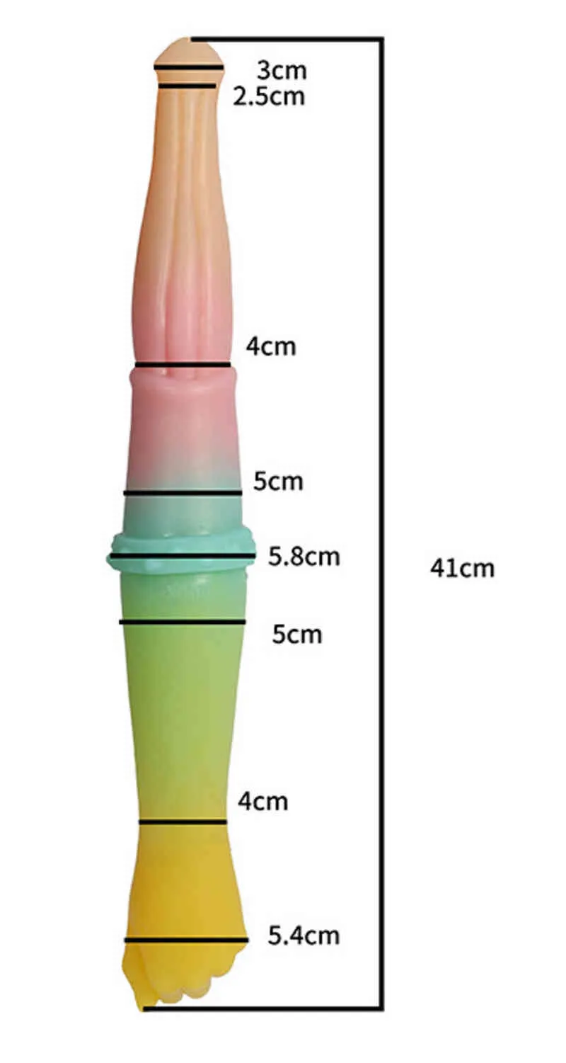 Nxy ディルド シリコーン双頭ペニス 男性と女性用 ソフトカラー 厚い手のひら 疑似形状アナルプラグ 楽しいオナニーデバイス 0316