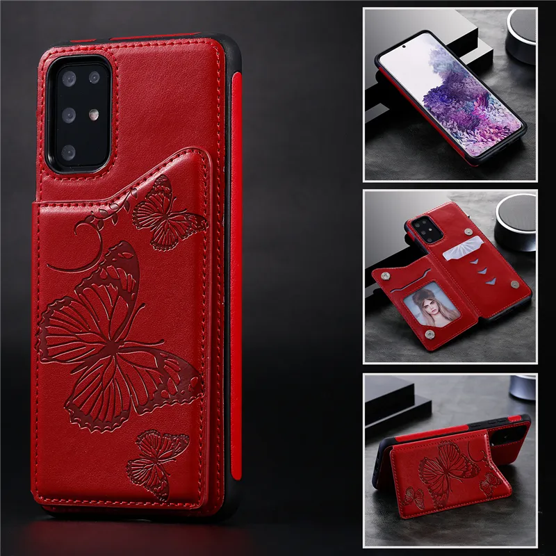 Luxe lederen telefoon gevallen voor Samsung Galaxy S8 S9 S10 S10E Plus S20 FE Ultra Note 8 9 10Plus Opmerking 20Ultra Stand Cover