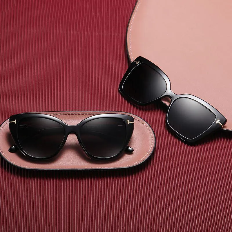 Moda Montature occhiali da sole 2022 Cat Eye Polarizzati Donne 2 In 1 Clip magnetica su occhiali TR90 Prescrizione ottica Occhiali Magnete C219Q
