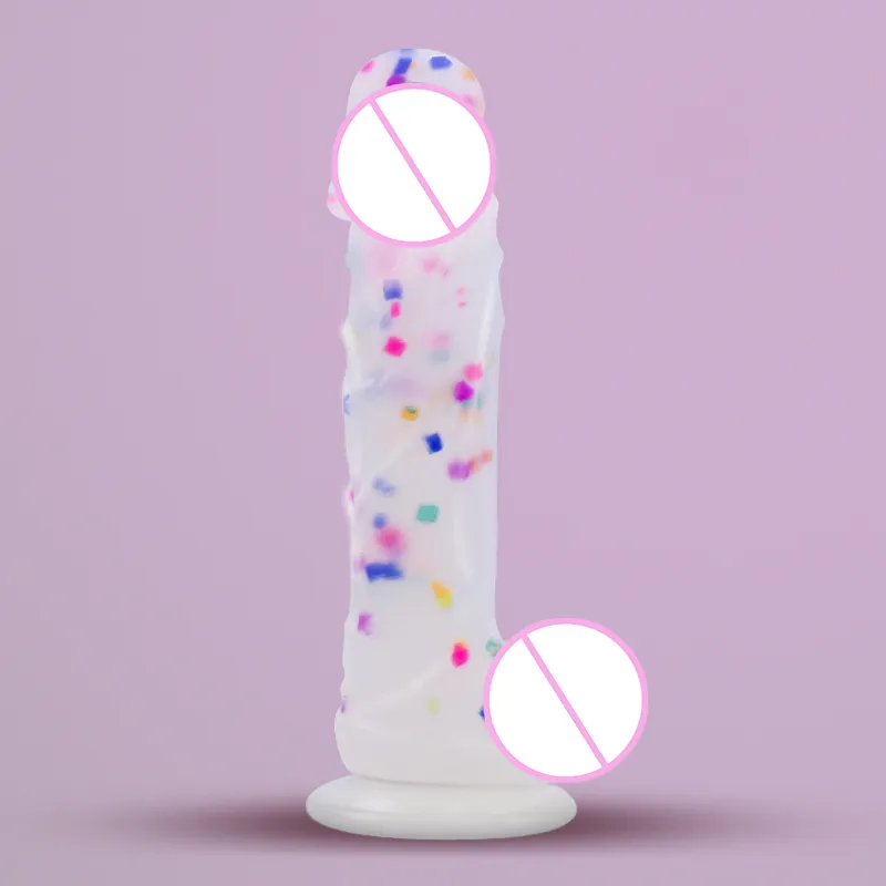 Colorful Lovely Artificial Dildo silicone imitation Realistic Penis Soft Big SuckerFemale Sex Toys Masturbation Erotic Toy 220520