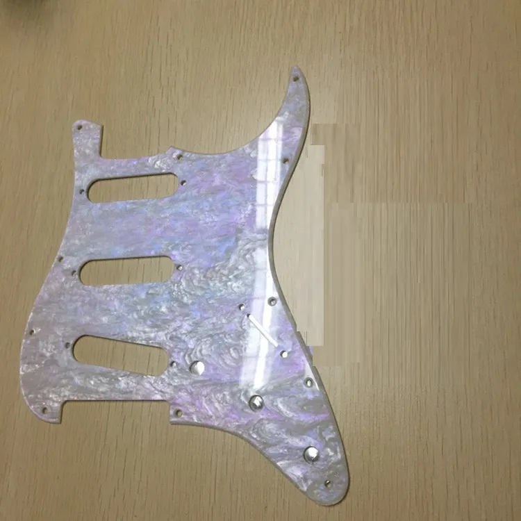 Plaque à gratter SSS Pickguard 11 trous 1 pli avec vis pour pièces de guitare électrique, couleur crustacé ormeau blanc