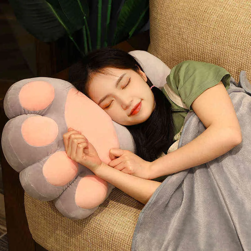 Pc Cm Funny Chubby Bear Paw Plush Pillow Filled Soft Simulation Teddy Legs Toy With Blanket Dolls Kawaii Gift J220704