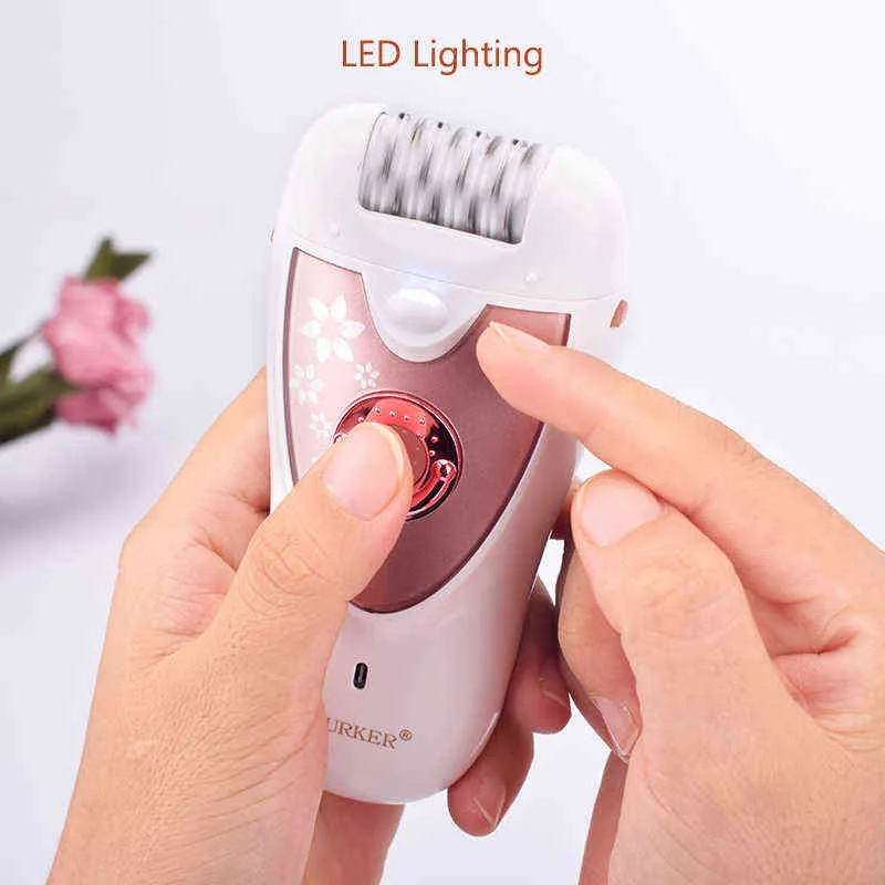 Epilator 2IN1 로터리 여성 전기 여성 얼굴 제모 레이디 면도기 다리 증발 신체 탈모 코드 무선 220422