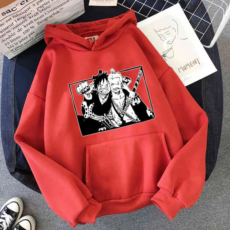 Bluzy z bluzy z bluzy z bluzy harajuku fajne roronoa zoro zabawne małpy D. Luffy Friend Prin Casual Anime Hoodie G220713