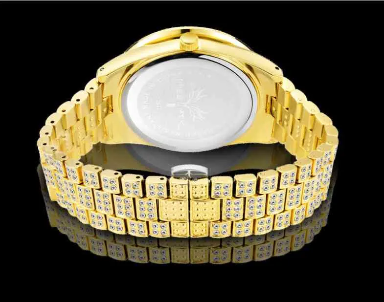 Missfox 유럽 힙합 다이아몬드 남성 시계 팔찌 쿼츠 미네랄 하드 플렉스 거울 카리스마 리더 손목 시계 제조업체 직접 SAL