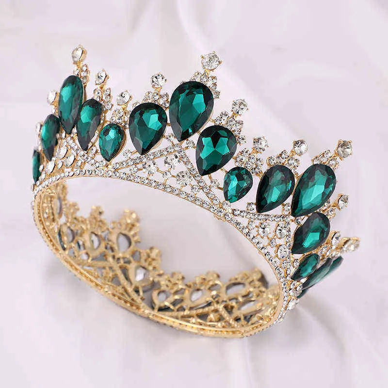 Kmvexo Crystal Vintage Royal Queen King Tiaras Crowns Men Women Pageant Prom Diadem Hair飾り結婚式の髪のジュエリーアクセサリーAA220323