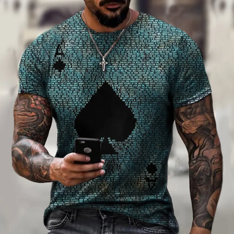 T-shirt da uomo T-shirt a maniche corte T-shirt estiva da uomo Casual Ace Spades Card Lettere Stampa T-shirt allentate uomo 220323