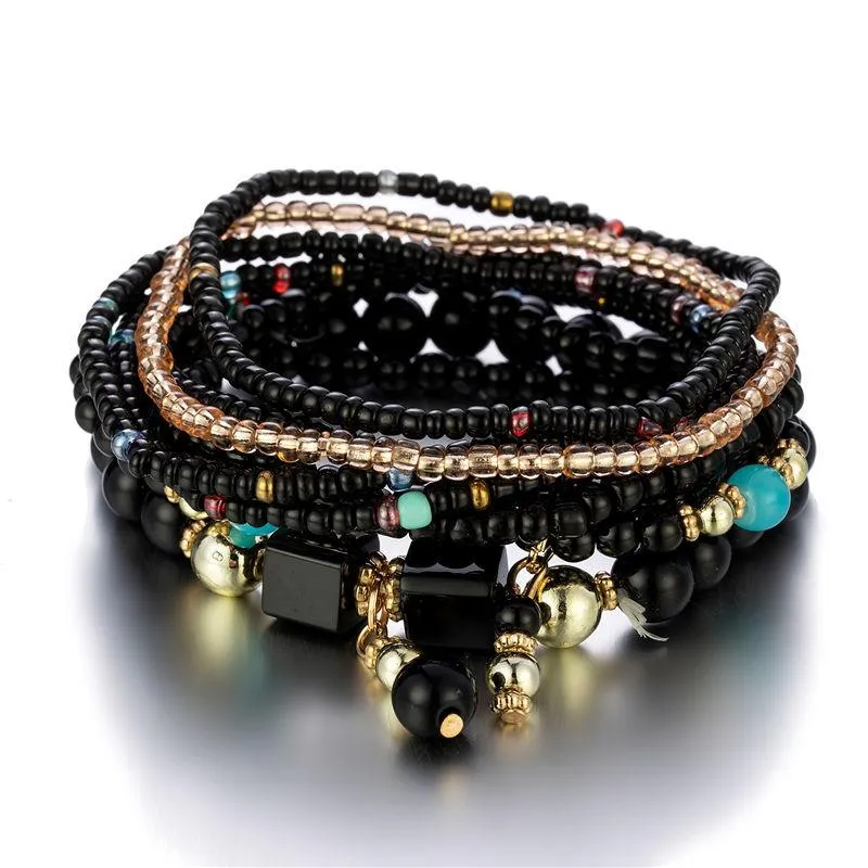 Bohemian Bracelets Handmade Multilayer Bracelet Creative Turquoise Beaded Bangle for Women Party Fashion Jewelry