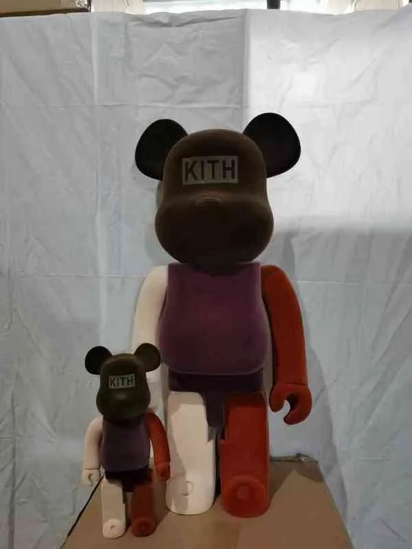 400% Bearbrick Kith Bear Flocking Ornaments kolekcja ręcznie wykonana modelka Build Block Doll