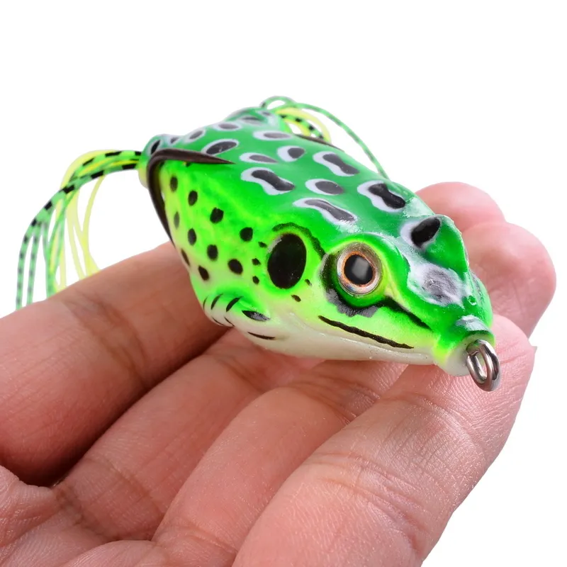 15 teile/satz Frosch Weicher Köder Rohr Köder Kunststoff Angeln Köder mit Angelhaken Topwater Ray Frog Künstliche 3D Augen Angeln lockt Set 220530