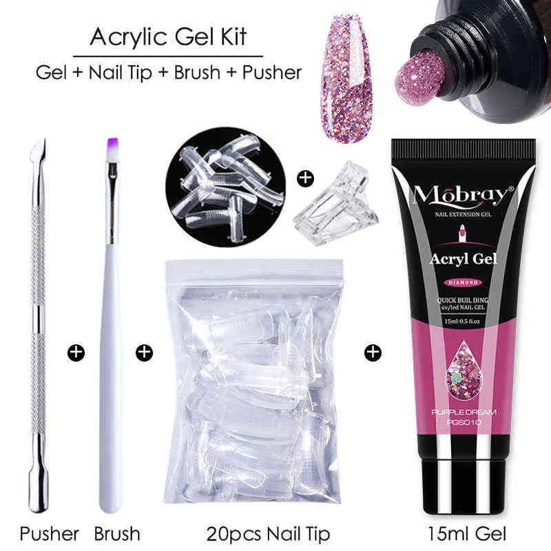 Gel unghie Giocattolo Mobray Poly Set All for Quick Extension Manicure Cuticole Pusher Finger Extend Mold Tool Kit 0328