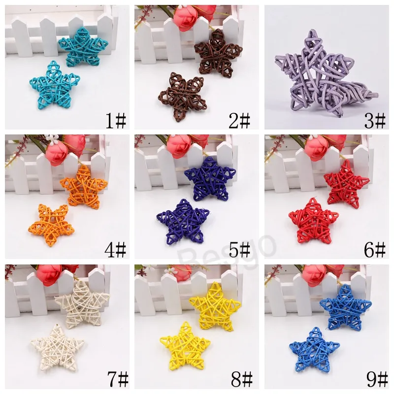 Colorful Five-pointed Star Rattan Ball Household Hanging Sepaktakraw Decoration Christmas Birthday Party Outdoors Decor BH6417 TYJ