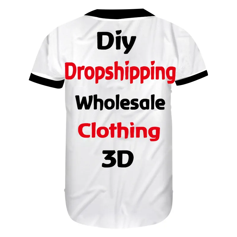 Kendi Tasarım Basılı 3D Özel DIY Düğmesi Tişörtleri Yaz V Boyun Kısa Kollu Beyzbol Gömlekleri Erkekler Kadınlar Hırka Giysileri 220704