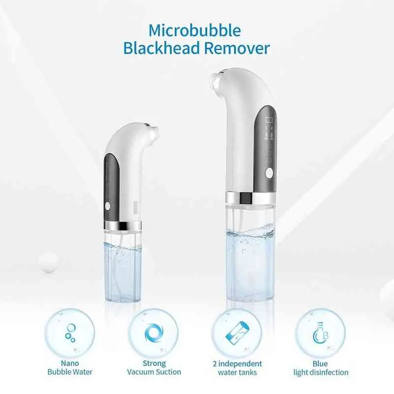 Microbubble Blackhead Remover Cycle de l'eau Aspiration sous vide Nettoyant pour le visage à pores profonds MIni Petite bulle Nettoyage Instrument de beauté 220514