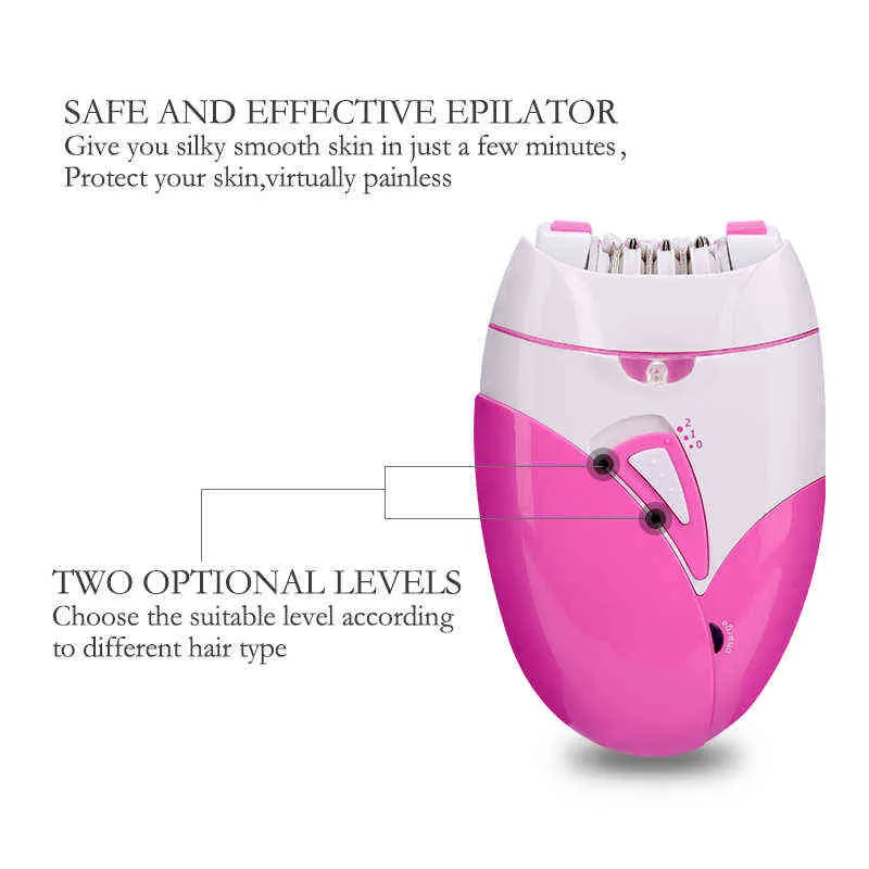 Epilator Electric USB laddningsbara kvinnor rakapparat Hela kroppen Tillgänglig smärtfri Depilat Kvinnlig hårborttagningsmaskin Hög kvalitet220422