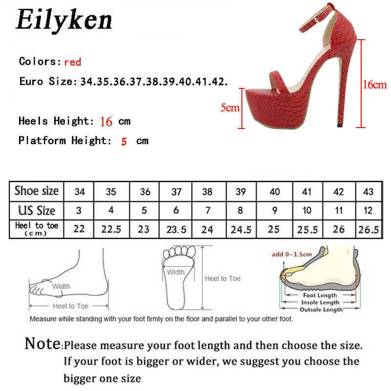 Sandaler EilyKen ny ankomst röd sommarplattform stil sexig 16cm kvinnor högklackat öppna tå spänne nattklubb skor 220317