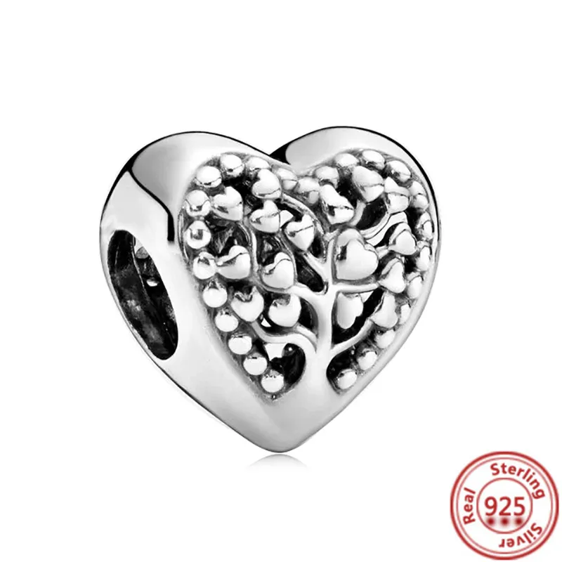 Ciondolo pendente in argento sterling 925 con perline a forma di cuore mamma, perline adatte braccialetti, accessori gioielli fai da te