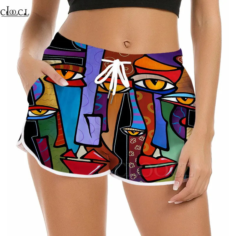 Cloocl Beautiful Polynesia Abstract Art Shorts女性3Dパターンカジュアルショーツヒップホップスタイルストリートウェア女性ビーチショーツW220616