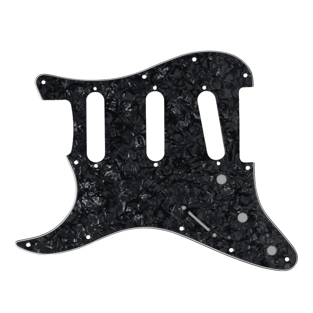 gaucher SSS guitare Pickguard 11 trous plaque à gratter vis de plaque arrière perle noire pour partie de guitare électrique